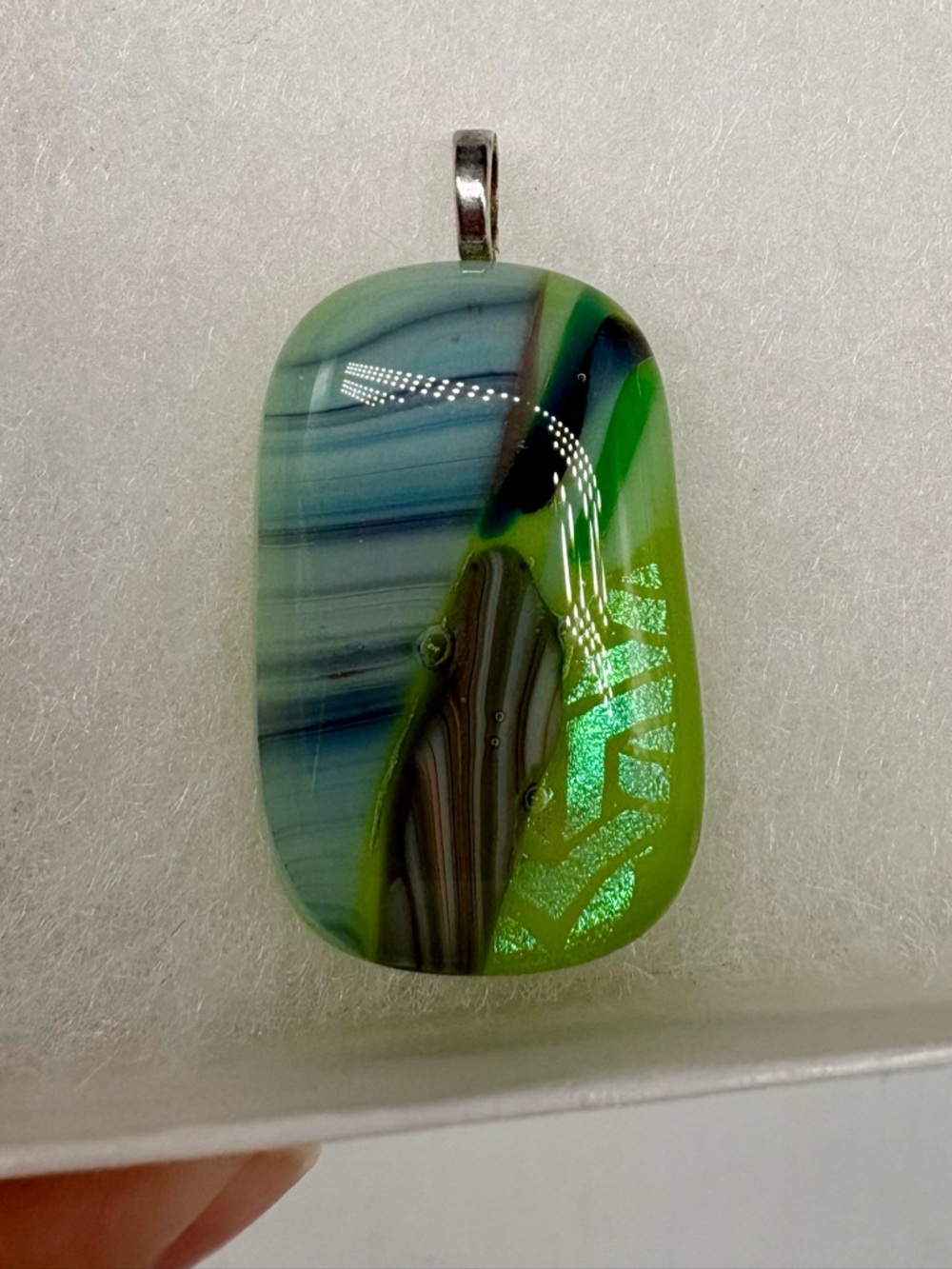 Handmade Fused Dichroic Glass Pendant New